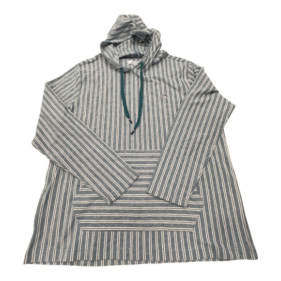 Original Penguin Striped Hoodie Men L Pullover Kangaroo Pocket Drawstring Casual - Picture 2 of 14